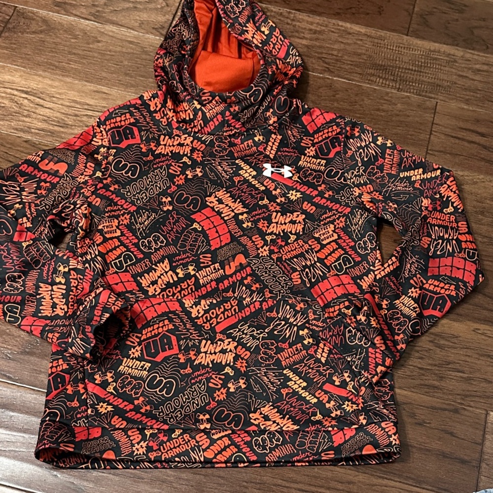 Under Armour Kids' Large Bold Orange and Black Hoodie